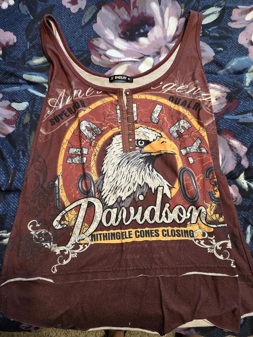 Shelay Davidson Eagle Graphic Tank Top - Burgundy